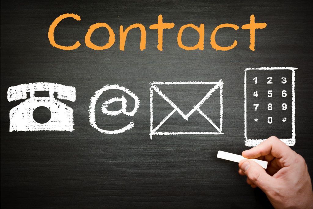 image of a hand drawing symbols of different ways to contact a person